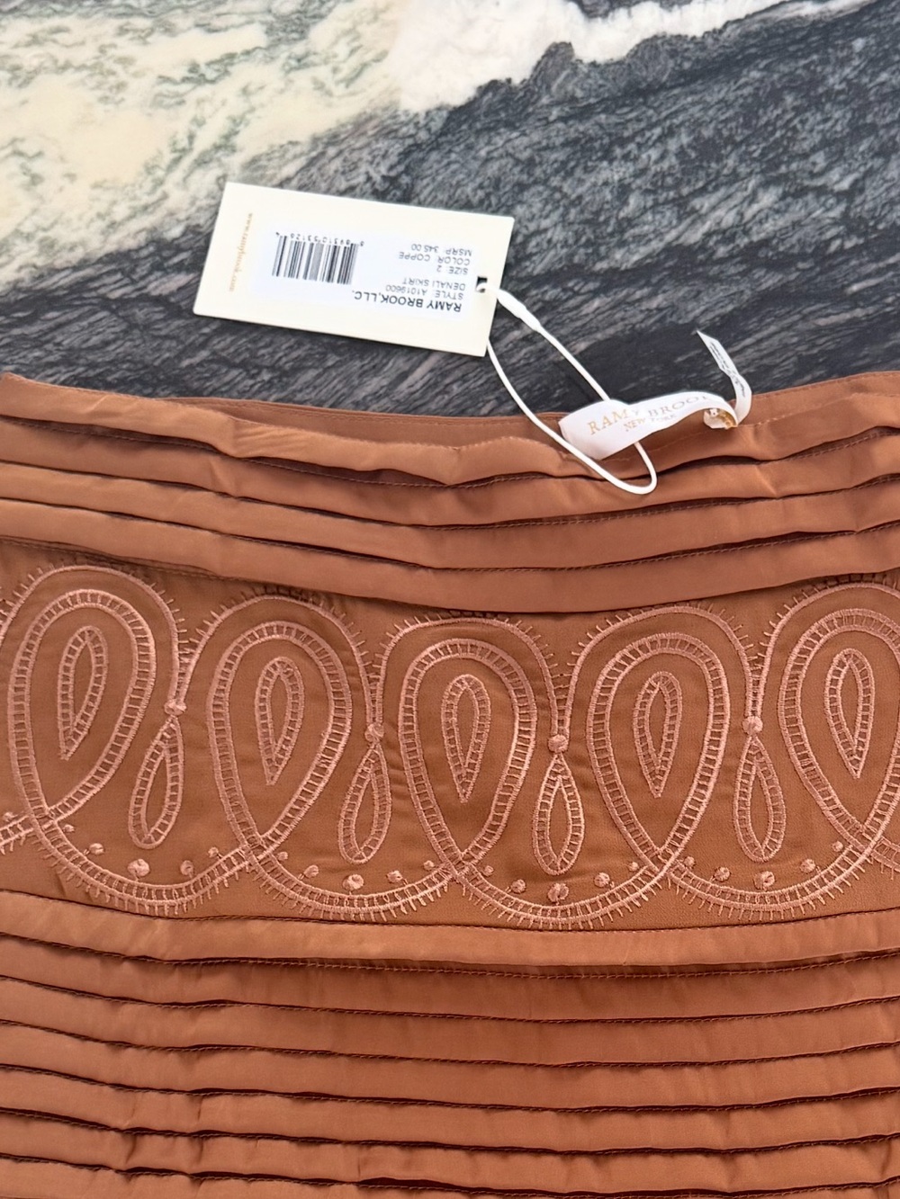 Ramy Brook Tan Embroidered Pleated Mini Skirt and Cami sold as a set - Picture 10 of 10